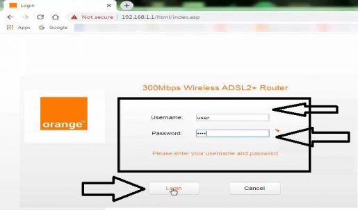 معرفة اليوزر نيم والباسورد لراوتر orange 4