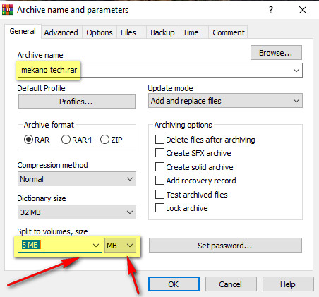 How to split a zip file into parts 3