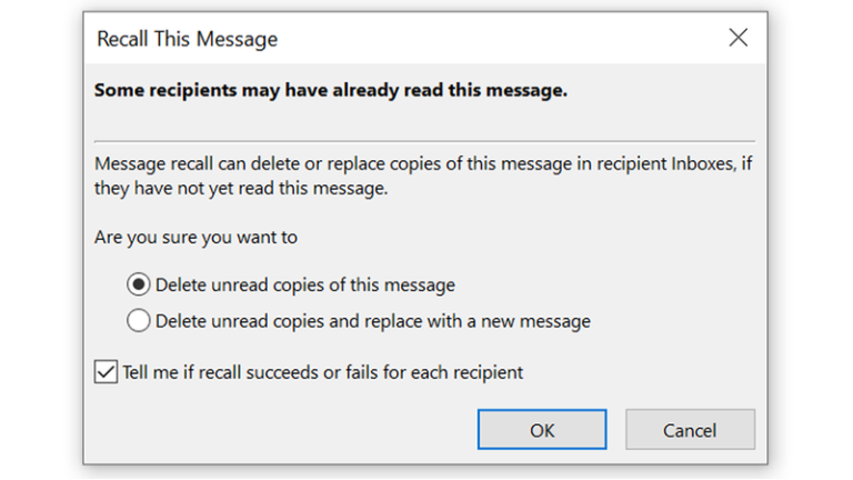 كيفية استدعاء بريد إلكتروني في Outlook 8