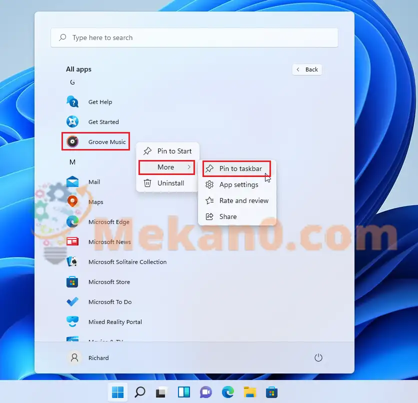 كيفية تثبيت التطبيقات على شريط المهام ويندوز 11 5 كيفية تثبيت التطبيقات على شريط المهام ويندوز 11 5