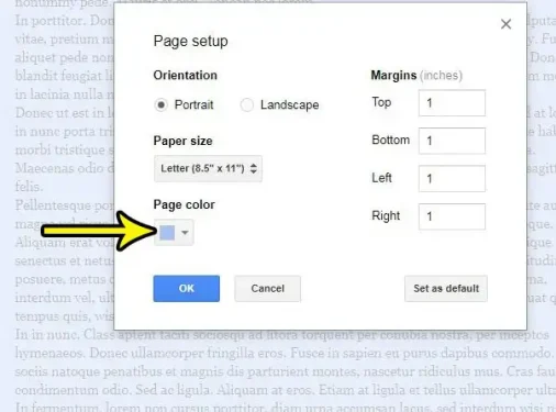 كيفية تغيير لون الصفحة في مستندات جوجل 4