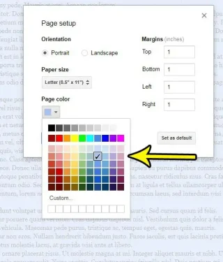 كيفية تغيير لون الصفحة في مستندات جوجل 5