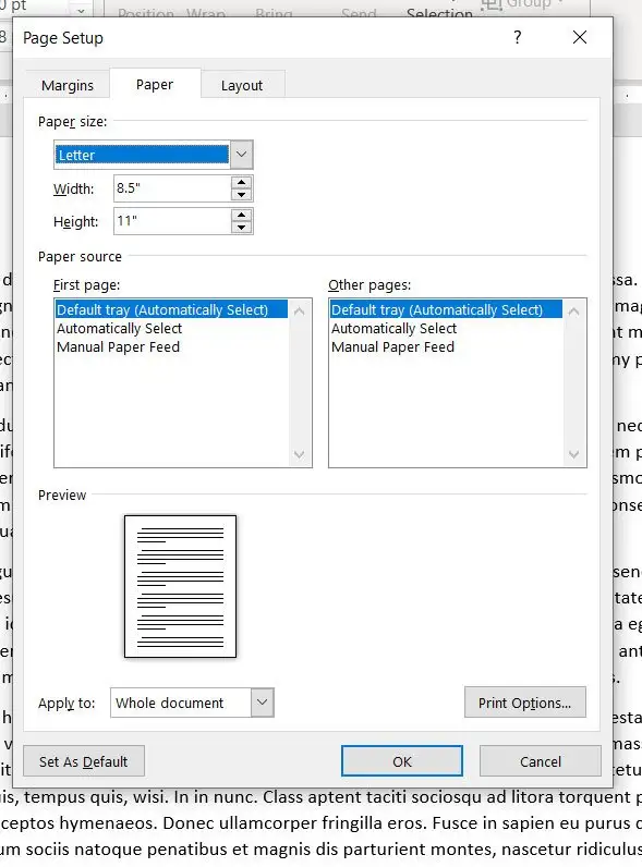 كيفية تغيير حجم الورق في وورد لـ Office 365 5 كيفية تغيير حجم الورق في وورد لـ Office 365 5