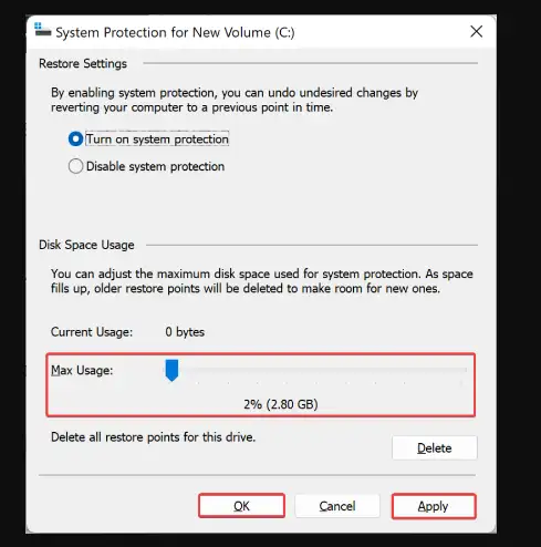 كيفية تمكين وإنشاء نقطة استعادة في Windows 11؟ 7
