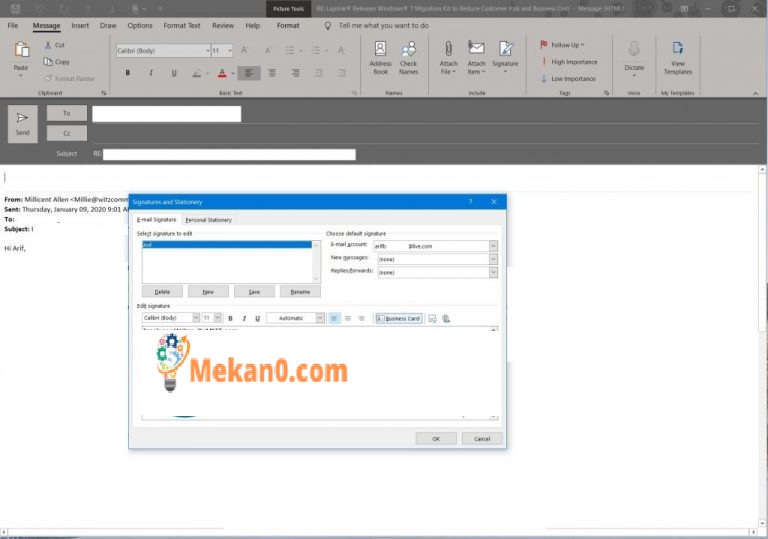كيفية إنشاء وإضافة توقيع إلى رسائل البريد الإلكتروني في Outlook 1