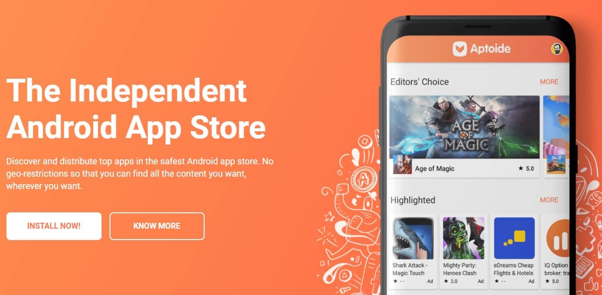 أحد أفضل وأعلى تصنيف بدائل متجر Google Play أبتويد
