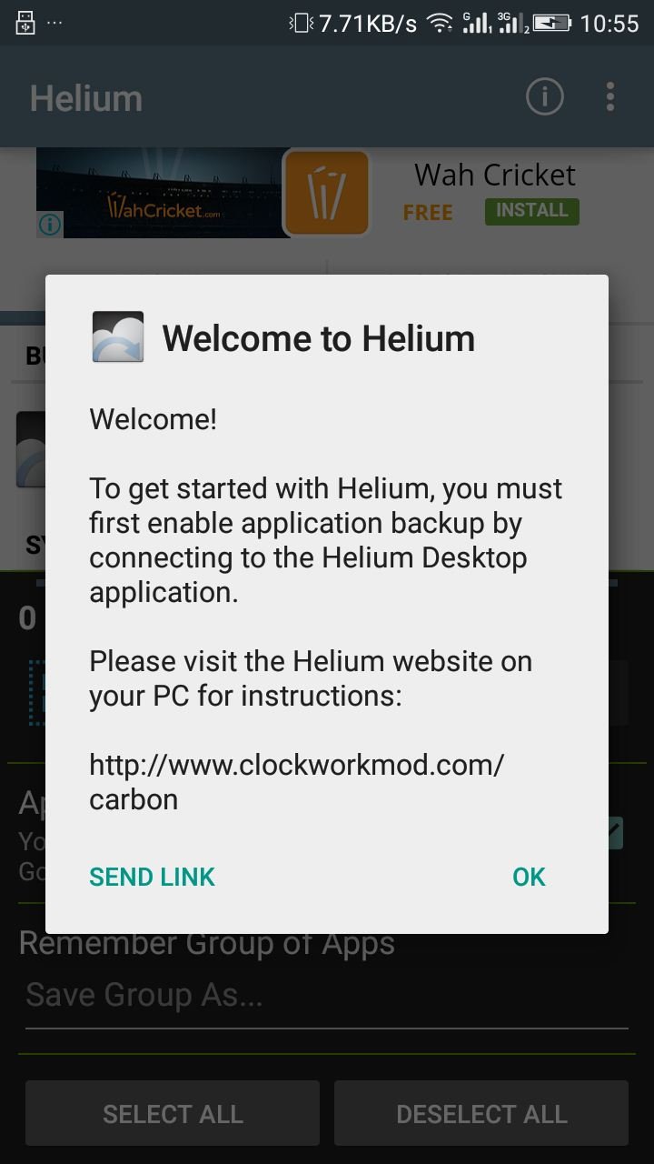 تثبيت Helium - App Sync and Backup