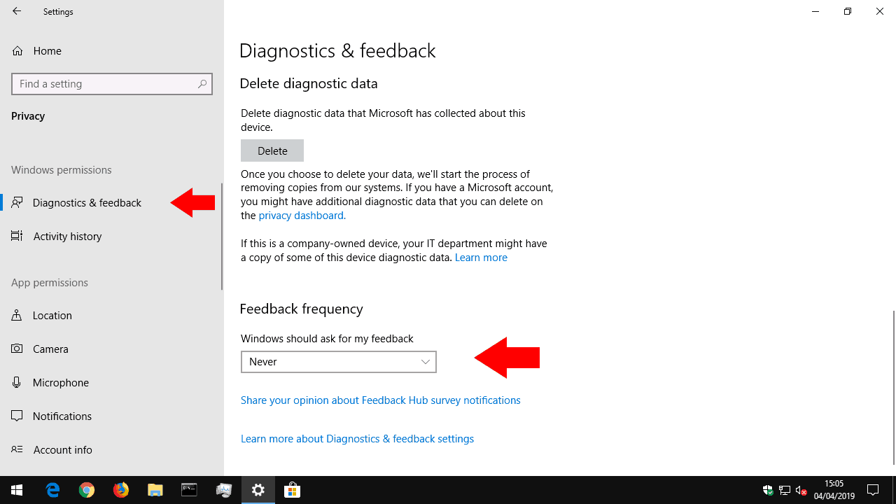 تعطيل إشعارات ملاحظات نظام التشغيل Windows 10
