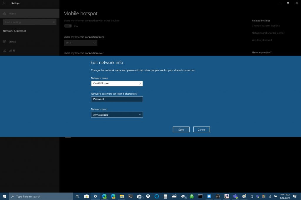 Microsoft Windows 10 Hotspot Portable