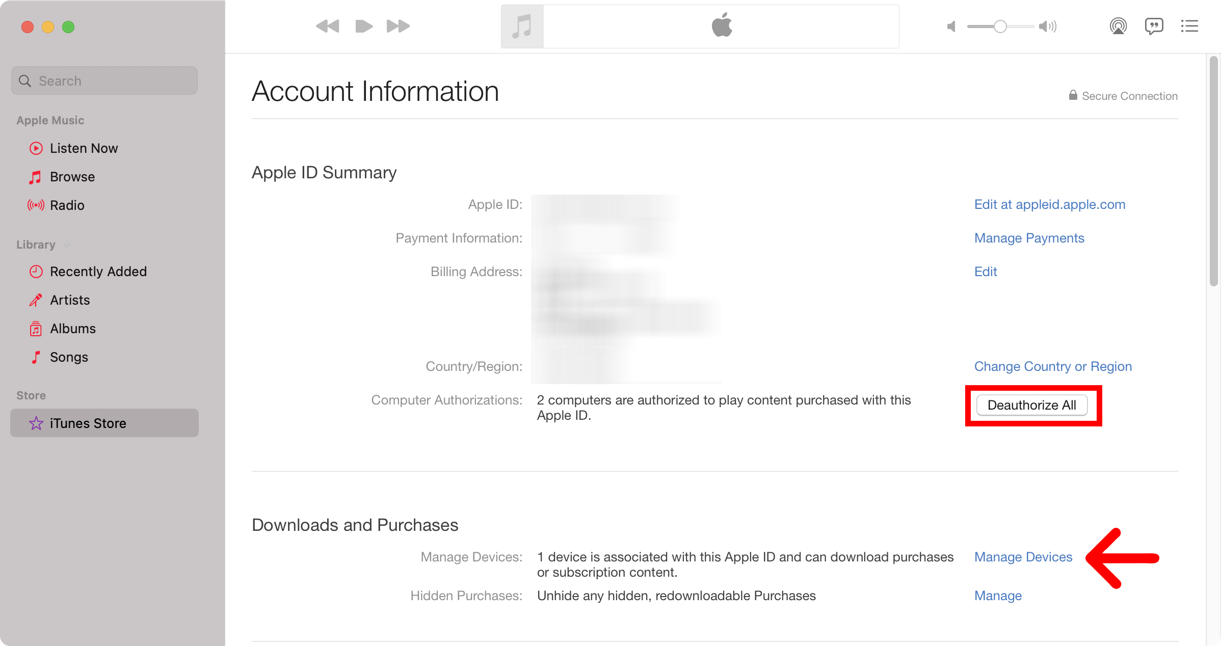 كيفية تفويض وإلغاء ترخيص جهاز كمبيوتر على iTunes أو Apple Music 10