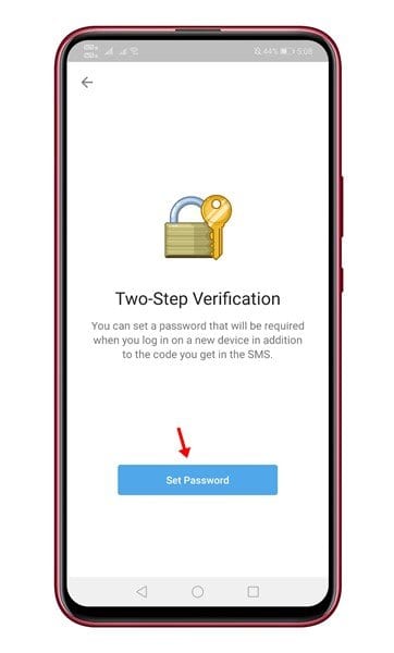 اضغط على خيار "Set Password" وأدخل كلمة المرور