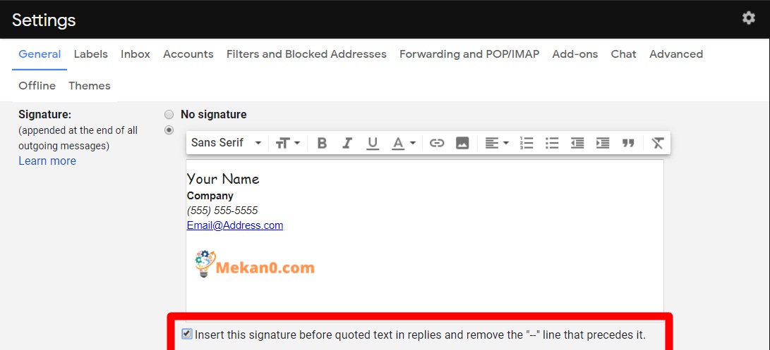 كيفية إضافة توقيع في Gmail 1
