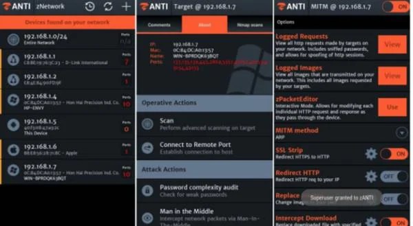 ZAnti შეღწევადობის ტესტერი Android Hacking Toolkit