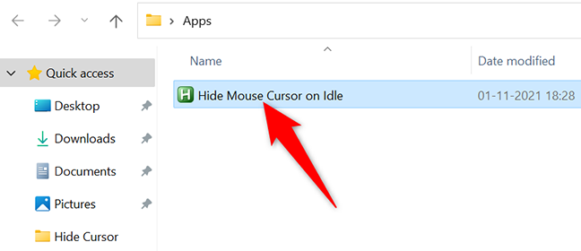 قم بتشغيل تطبيق Windows Cursor Hider.
