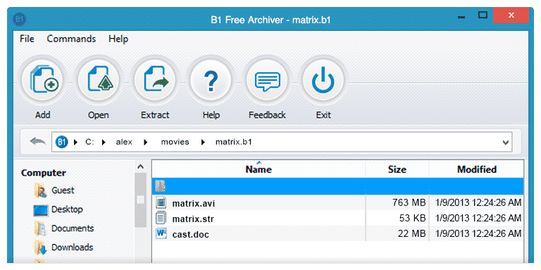 ภาพจาก B1 Free Archiver