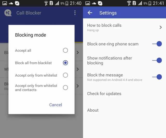 Blocker Free Blacklist 2 අමතන්න