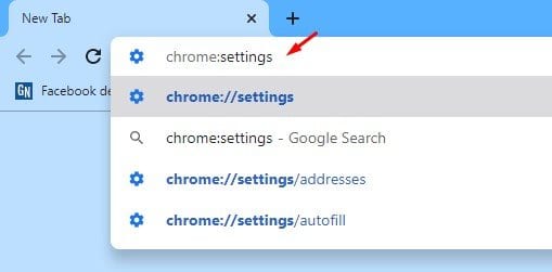 اكتب chrome: settings واضغط على Enter