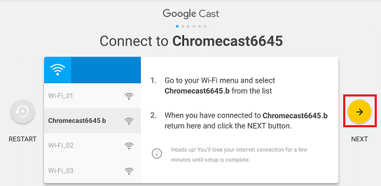 Chromecast kepada Wifi