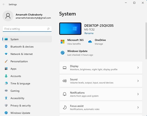 Mở Cài đặt Windows 11