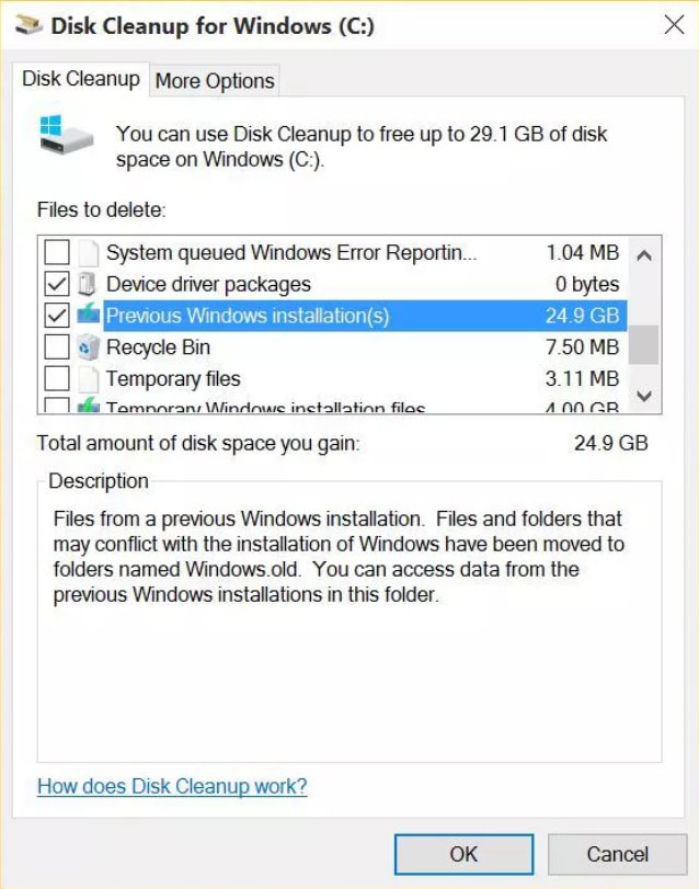 كيفية حذف مجلد Windows.old 4