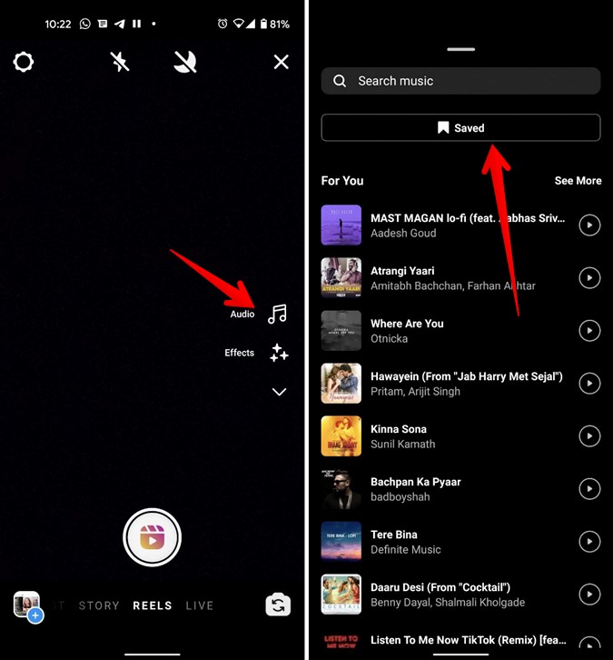 Instagram રીલ ઑડિયો ડાઉનલોડ કરો તમારા નવા સાચવેલા સંગીતનો ઉપયોગ કરો