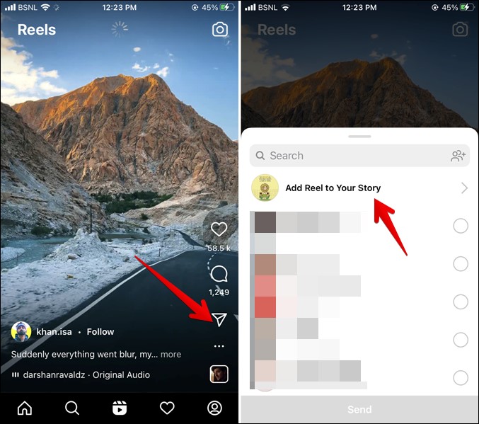 Deelt de Video op Instagram Reel an der Geschicht