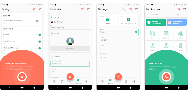 صورة من تطبيق Fake Call and Sms