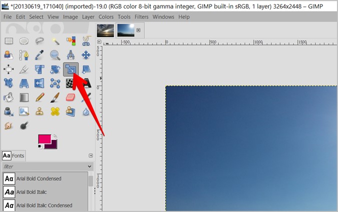GIMP ઇમેજ સ્કેલ આઇકોનનું કદ બદલો