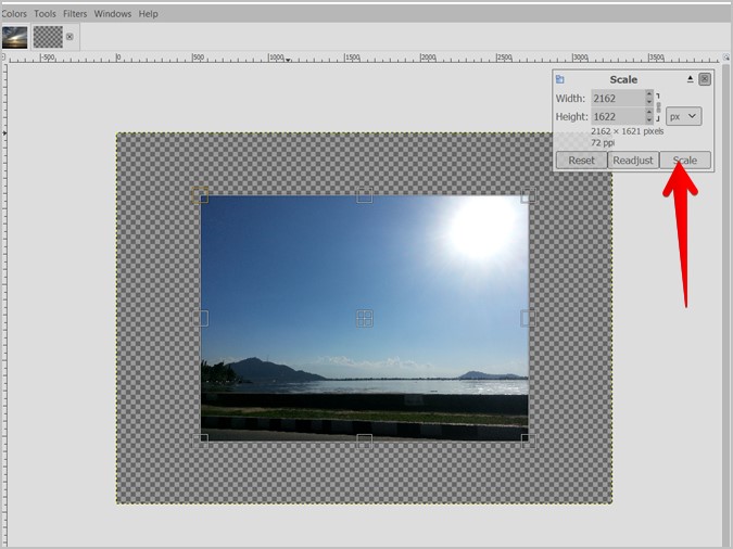 GIMP माउस छवि का आकार बदलें