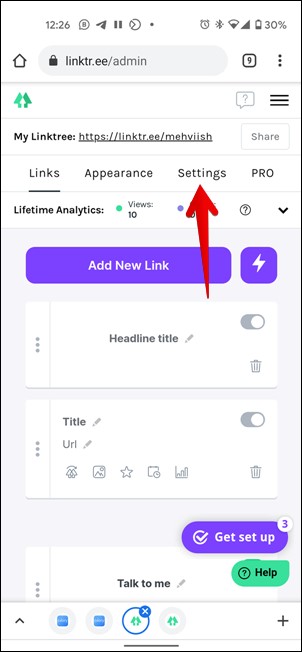 Linktree Settings