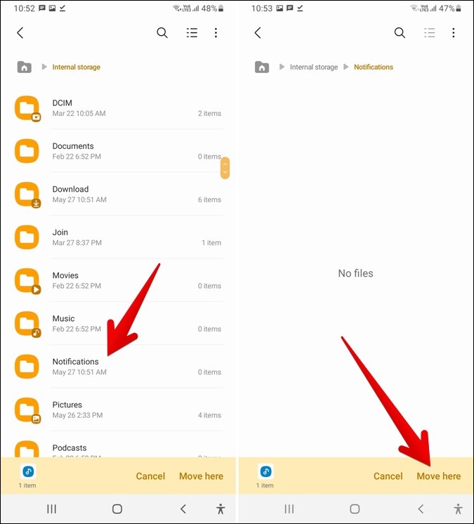 Transfira arquivos de áudio para notificação de mensagem personalizada da Samsung