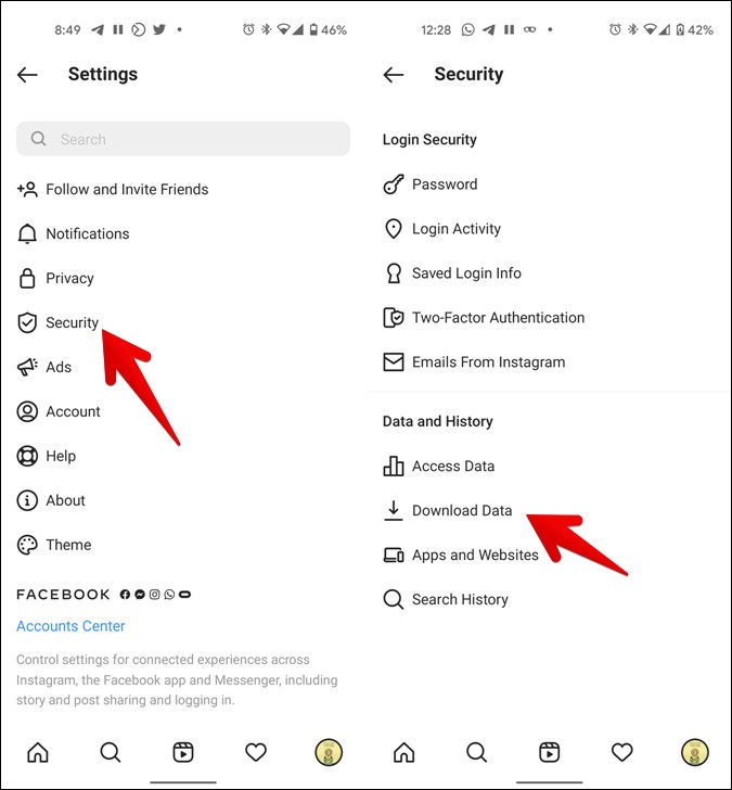 Mag-download ng data para sa Instagram