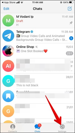 إعدادات Telegram iPhone