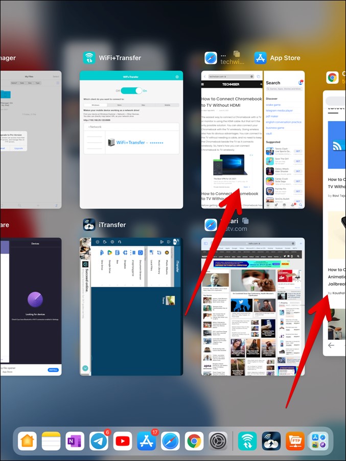 عرض تطبيقات تعدد المهام في App Switcher iPad