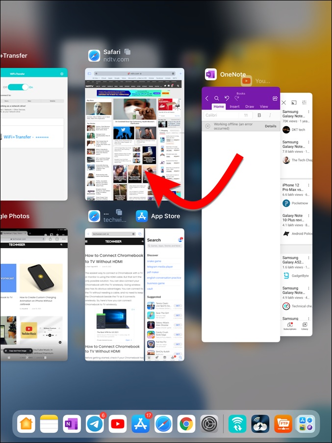 App Switcher iPad'de Slider Over'dan bölünmüş bir ekran oluşturun