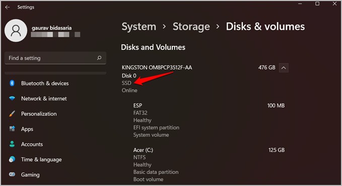 Windows 11 орнотууларында сактагыч дискинин түрүн текшериңиз