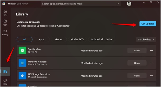 Microsoft Store Update i roto i Windows 11