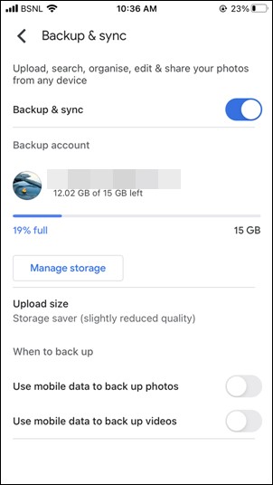 Ny kalitaon'ny Google Photos Backup amin'ny iPhone