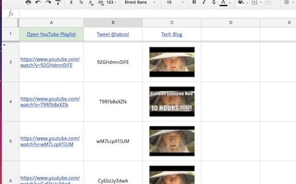 كيفية عمل قائمة تشغيل يوتيوب باستخدام جدول بيانات جوجل 2 اصنع قائمة تشغيل Youtube باستخدام جدول بيانات Google