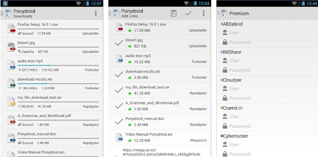 Gestionnaire de téléchargement Ponydroid