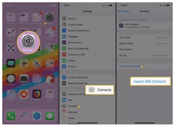 نقل جهات الاتصال من Android إلى iPhone باستخدام الاستيراد / التصدير من بطاقة Sim