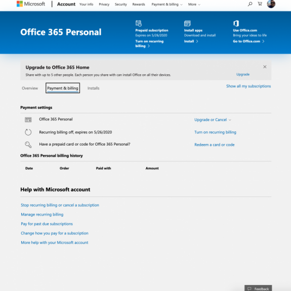 كيفية إدارة أو إلغاء أو تعديل اشتراكك في Office 365 - onmsft.  Com - 21 أكتوبر 2019