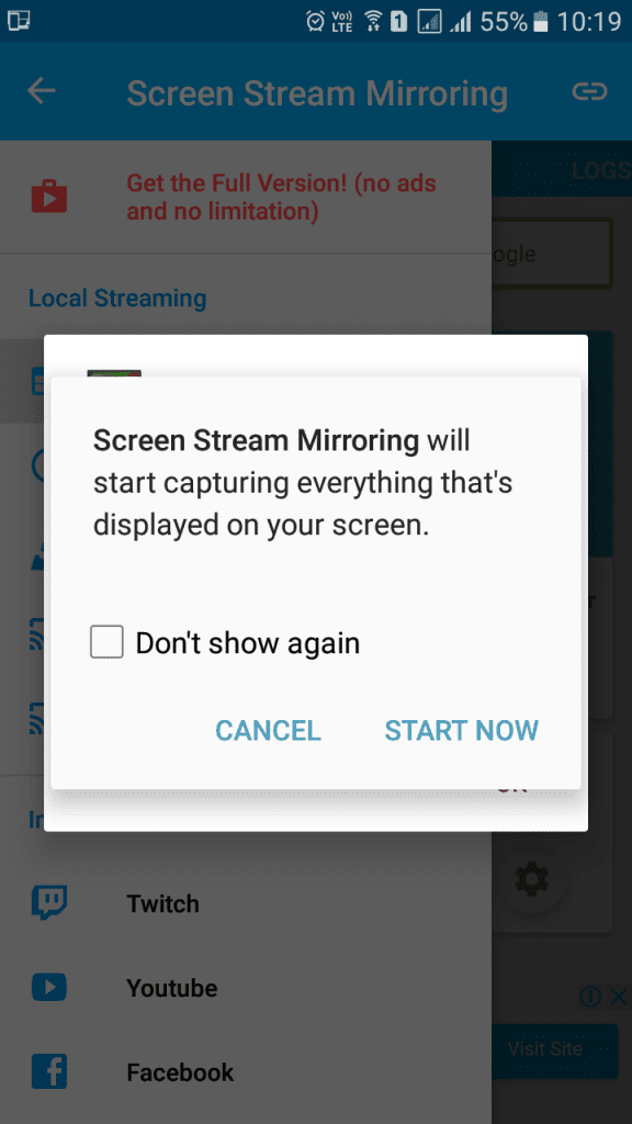 باستخدام Screen Stream Mirroring 