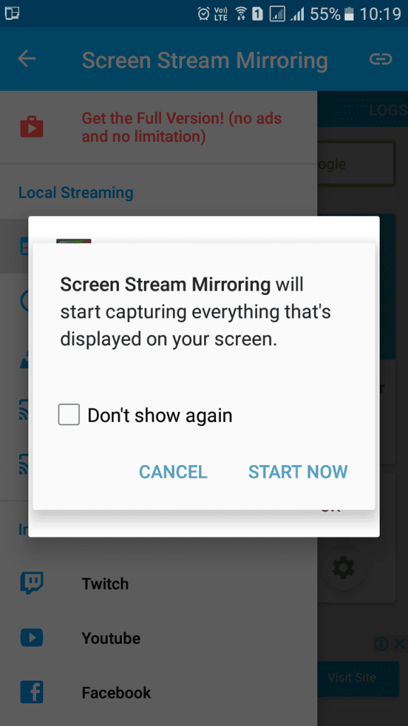 Nggunakake Screen Stream Mirroring