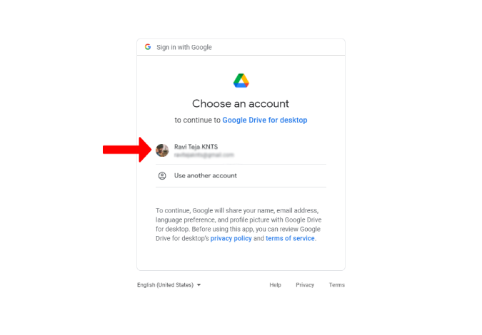 ড্রাইভ ডেস্কটপে আপনার Google অ্যাকাউন্ট দিয়ে সাইন ইন করুন