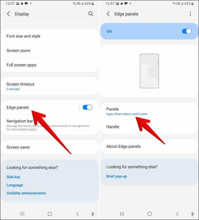 Setelan panel Samsung Edge