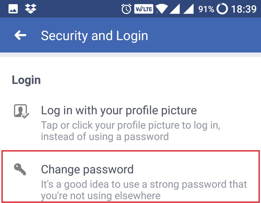 फेसबुक पासवर्ड बदलें