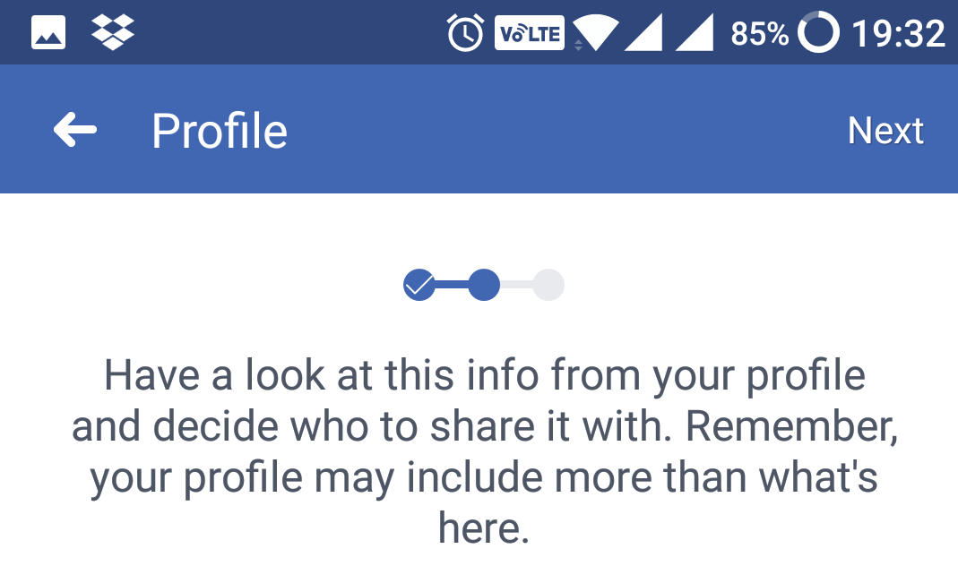 Facebook nuduhake informasi profil