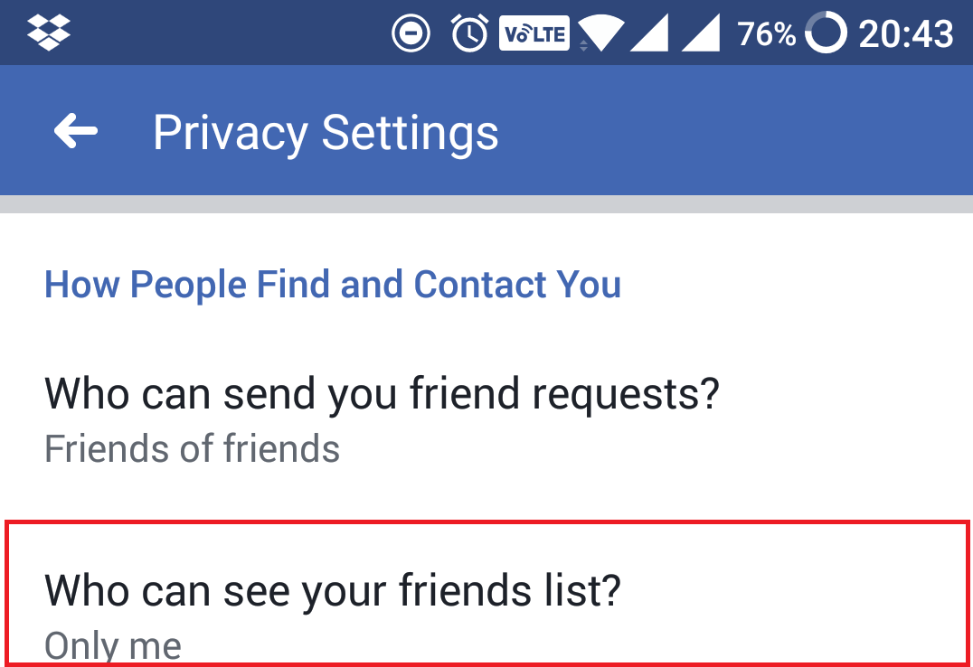 Tetapan Privasi Facebook Senarai Rakan