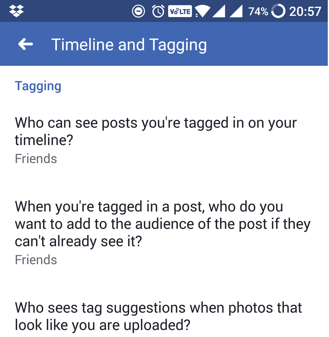 mga setting sa pag-tag sa privacy sa facebook